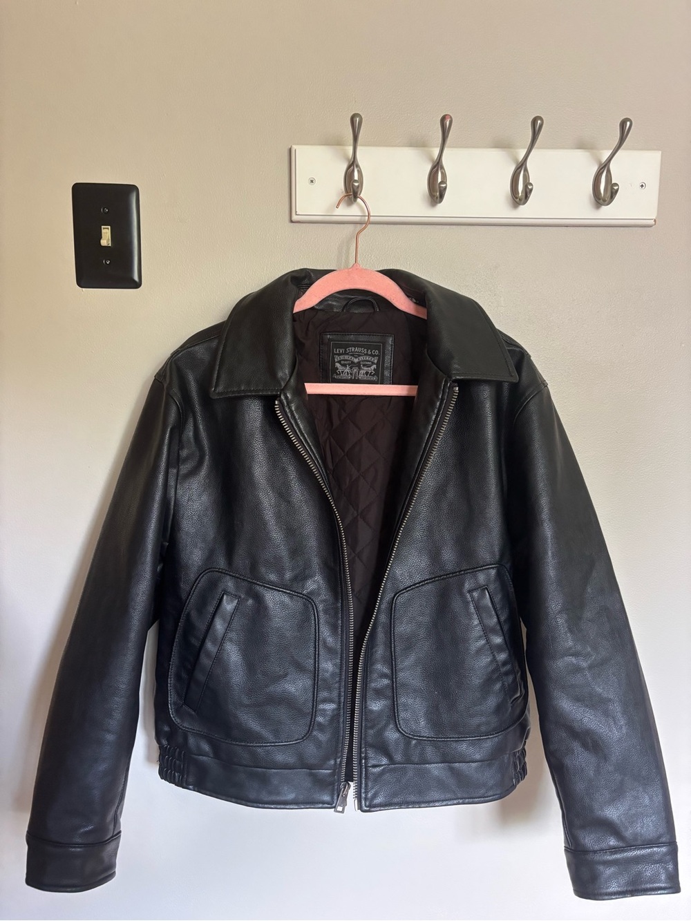 Levi's Black Leather Bomber Jacket